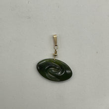 Load image into Gallery viewer, Jade New Zealand Maori Koru 14K Gold Filled Pendant | Green | 1&quot; Long |
