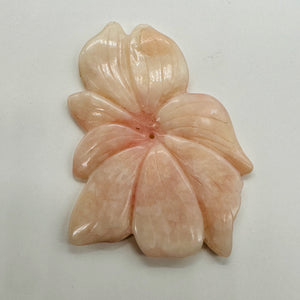 Peruvian Opal 44ct Carved Flower Pendant Bead | 42x50x3mm | Pink | 1 Bead |