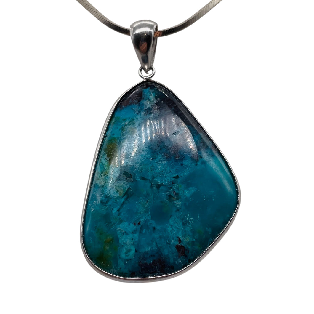 Chrysocolla Beautiful Sterling Silver Pendant | Blue | | 2