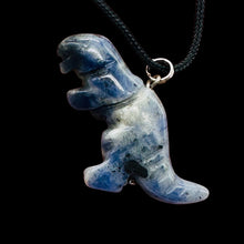Load image into Gallery viewer, Sodalite Tyrannosaurus Rex Dinosaur Pendant Necklace | 3/4&#39; Long | Blue, White |
