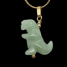 Load image into Gallery viewer, Aventurine Dinosaur Tyrannosaurus Rex 14K Gold Pendant | 1.5" (Long) | Green |
