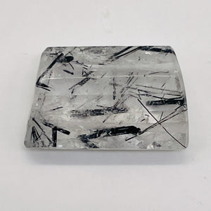 Tourmalinated Quartz Trapezoid Bead - Double Drilled| 21x14x7mm| Clear, Black| 1