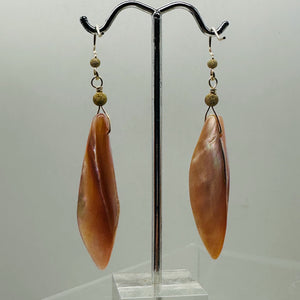 Designer Pink Mussel Shell 14K Gold Filled Earrings | 2 1/2" Long |