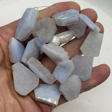 Load image into Gallery viewer, Drusy Blue Chalcedony 136g Quadrilateral Strand | 31x20 to 21x17mm| Blue, White|
