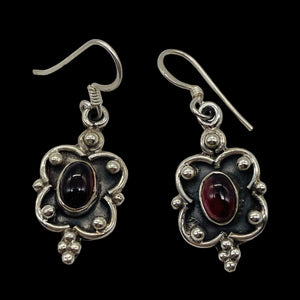 Stellar Red Garnet & 925 Sterling Silver Drop/Dangle Earrings | 1 1/4" Long |