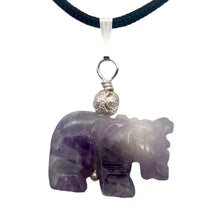 Load image into Gallery viewer, Amethyst Carved Elephant Sterling Silver Pendant |20x16x9mm (Elephant)|

