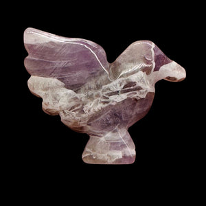 Lovely Hand Carved Amethyst Dove Figurine Worry Stone
