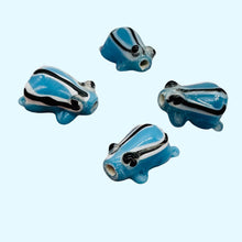 Load image into Gallery viewer, Frog Lampwork Glass Jumping Frog Beads | 17x12x9mm | Clear Blue | 4 Beads |
