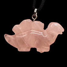 Load image into Gallery viewer, Rose Quartz Stegosaurus Dinosaur Pendant Necklace | 3/4&#39; Long | Pink |
