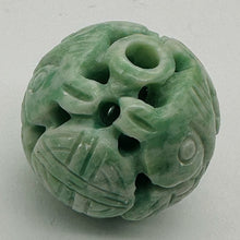 Load image into Gallery viewer, AAA Natural Green Jade Carved Owl Longevity Round Bead 22mm Chinese Focal Bead
