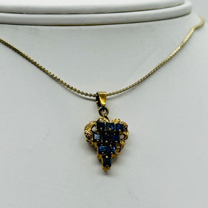 Sapphire Gemstone Vermeil Pendant Necklace | Blue | 1 inch long | 1 Pendant |