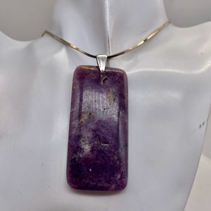 Natural Purple Lepidolite Large Rectangular Sterling Silver Pendant | 2 3/4" |
