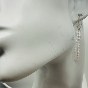 Light Pink Clouds Rose Quartz Sterling Silver Semi Precious Gemstone Earrings