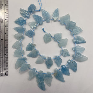 Natural Aquamarine Leaf Bead Strand | 145cts | 22x10x5 - 16x10x4mm | 35 Beads |