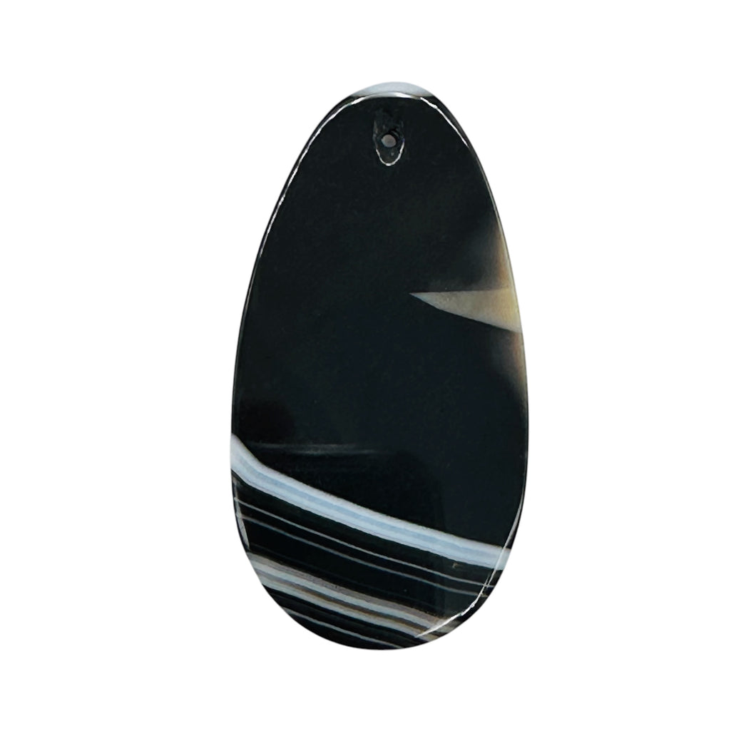 Sardonyx Focal Pendant Bead | Black, White | 60x33x6mm | 1 Bead |