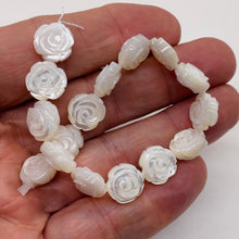 Load image into Gallery viewer, Mother of Pearl Parcel Carved Rose Beads | 12x6mm | White | 4 Beads |
