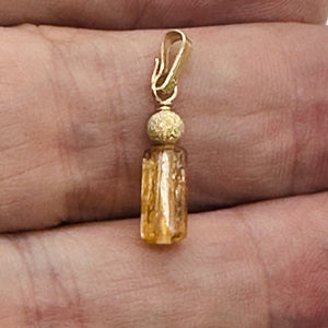 Topaz Precious Faceted Crystal Drop 14K Gold Filled Pendant | 1" Long | Orange |