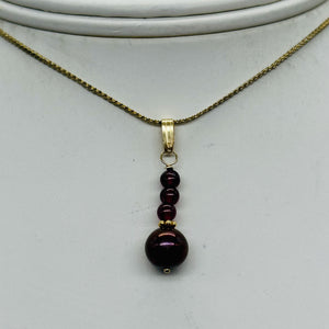 Purple Black Grape Freshwater Pearl 14K Gold Filled Pendant | 1" Long |