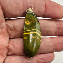 Load image into Gallery viewer, Ocean Jasper 14K Gold Filled Long Pendant | 2 1/2" Long| Green, Gold| 1 Pendant|
