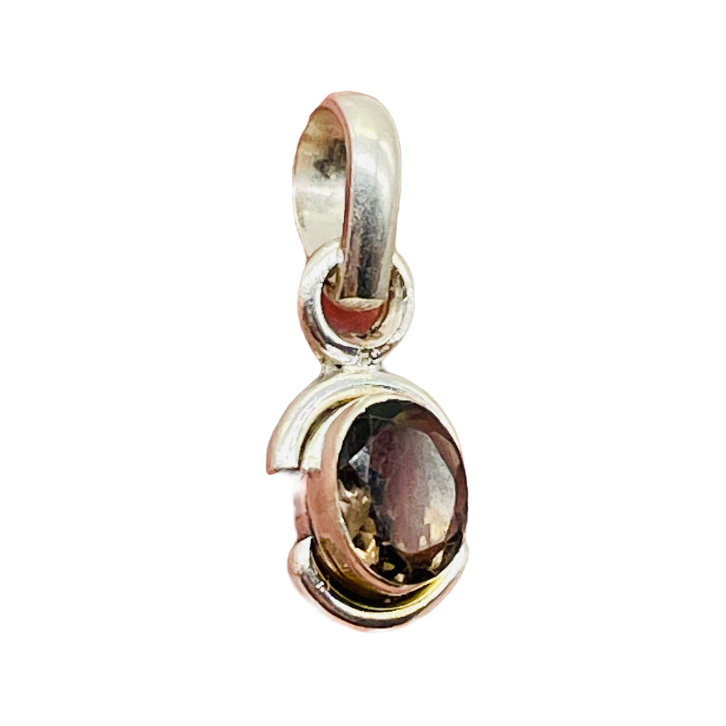 Smoky Quartz Sterling Silver Oval Pendant | 3/4
