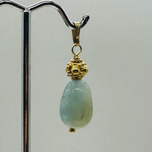 Aquamarine 14K Gold Filled Drop Pendant | 1 1/2" Long | Aqua | 1 Pendant |
