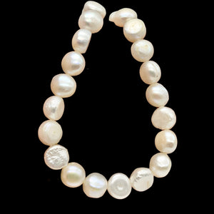 Baroque Creamy White FW Pearl 8" Strand| 9.5x9x6 to 13x9x6mm| White| 21 Pearls |