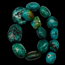 Load image into Gallery viewer, Turquoise Natural Focal Nugget Bead Strand | 181g | 16&quot; | Blue, Black| 14 Strand
