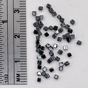 Natural Black Diamond 4.3cts Scissor Cut Cube Beads | 1x1mm to 2x1mm | 62 Beads|