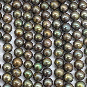 Fresh Water Pearls 16" Strand Round Pearls | 6mm | Dark Green, Red | 1 Strand |