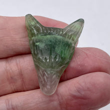 Load image into Gallery viewer, Fluorite Carving Wolf Head Pendant Bead | 40x30x10mm | Green | 1 Bead |
