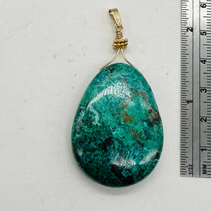 USA Natural Chyrsocolla 14K Gold Filled Pendant | Green, Blue | 2 1/4" Long |
