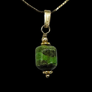 Gaspeite AAA 14K Gold Filled Pendant | 3/4" Long | Green, Brown |