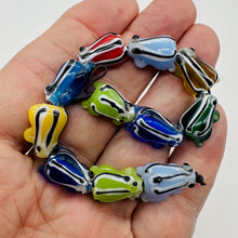 Load image into Gallery viewer, Frog Lampwork Jumping Froggie Beads| Multi-Color | 17mm Long | 11 Beads |
