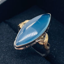 Load image into Gallery viewer, Clear Briolette Agate Sterling Silver 14K Gold Ring | Size 5 | Blue | 1 Ring |
