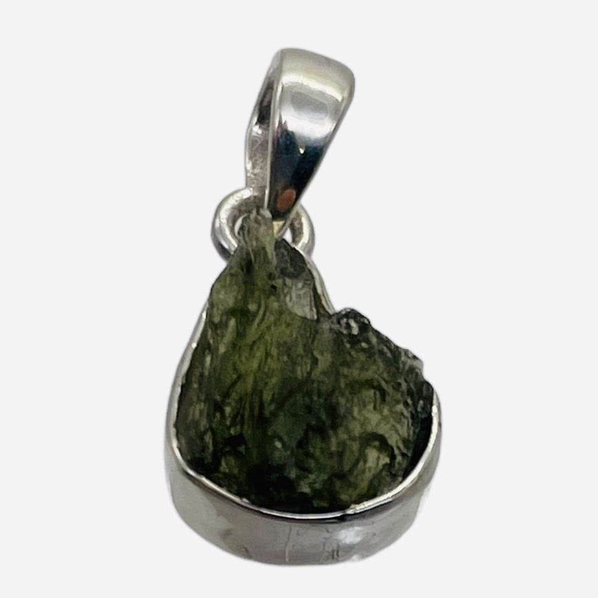 Moldavite 10.99ct Sterling Silver Teardrop Pendant | 1