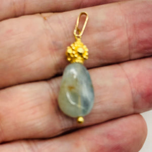 Aquamarine 14K Gold Filled Drop Pendant | 1 1/2" Long | Aqua | 1 Pendant |