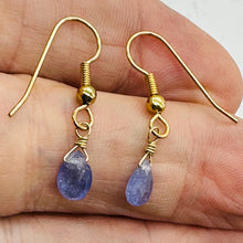 Load image into Gallery viewer, Tanzanite 14K Gold Filled Drop Wire Wrap Earrings | Lavender | 1 Inch Long |
