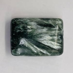 Rare Green Seraphinite Flat Rectangle Pendant Bead |25x18x7mm | 1 Bead |