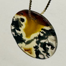 Load image into Gallery viewer, Limbcast Moss Agate Disc Pendant Bead | 33x2mm | Orange, White | 1 Bead |
