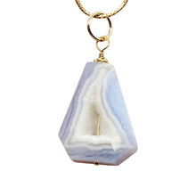 Load image into Gallery viewer, Chalcedony Druzy Designer Cut Sterling Silver Pendant | 1 1/4&quot; Long | Blue |
