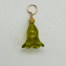 Load image into Gallery viewer, Jade Lily Flower 14K Yellow Gold Filled Pendant | Green | 1&quot; Long |
