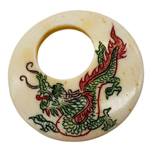 Load image into Gallery viewer, Dragon Round Pendant Bead | 35x4mm | Red White Green | 1 Bead |
