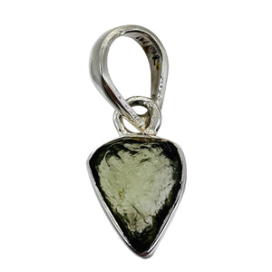 Moldavite 8.88ct Sterling Silver Heart Pendant | 3/4" Long | Green | 1 Pendant |
