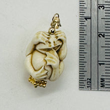 Load image into Gallery viewer, Hear No, See No, Speak No Evil Monkey Mammoth Bone 14K Gold Filled Pendant
