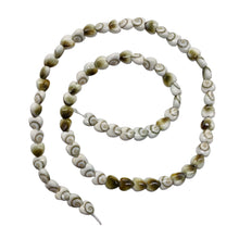 Load image into Gallery viewer, Shiva Shell 16&quot; Strand Heart Cut Beads | 6x3mm | White, Tan | 70 Beads
