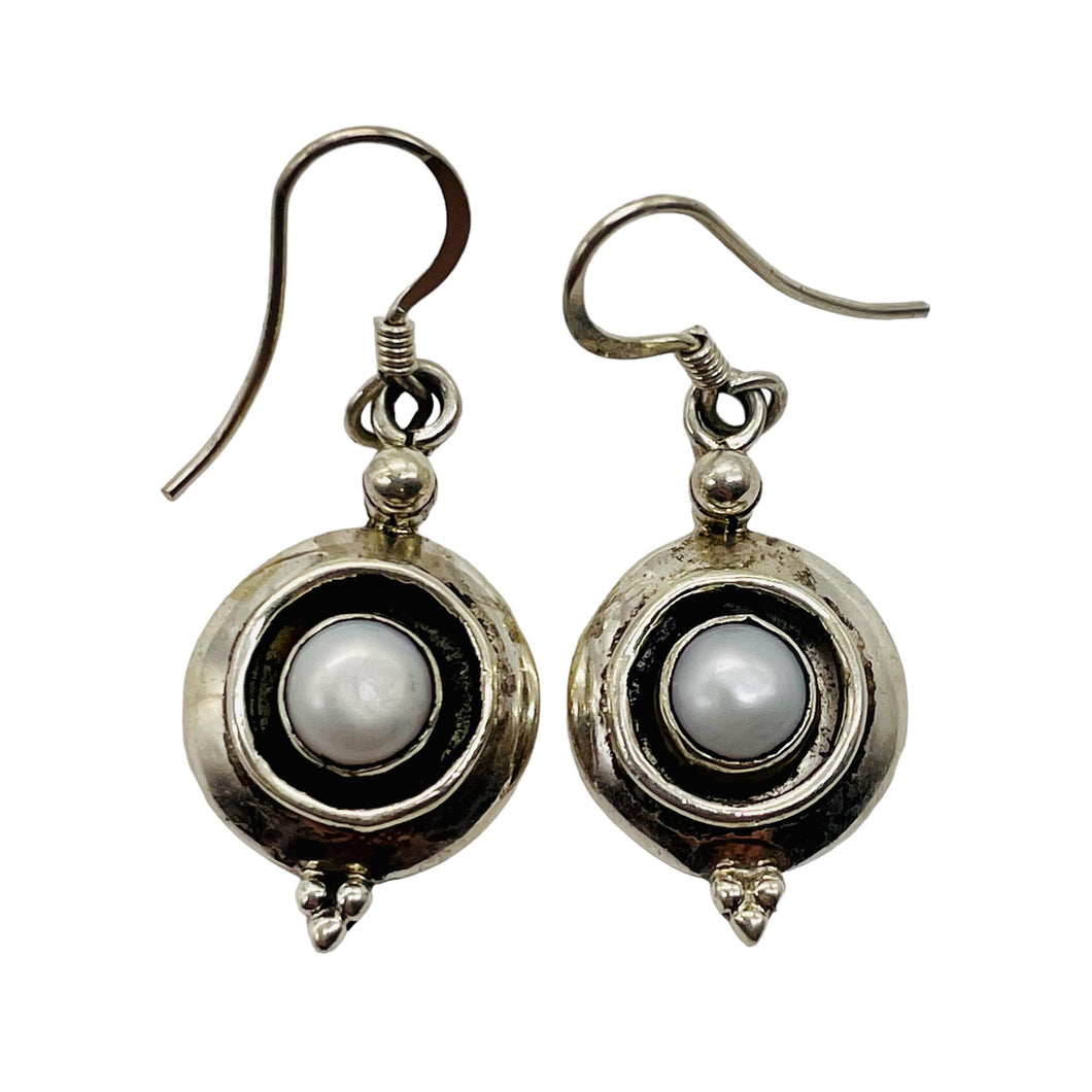 Fresh Water Pearl Sterling Silver Earrings | 1 1/4