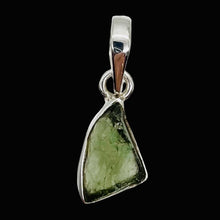 Load image into Gallery viewer, Moldavite 10.23ct Sterling Silver Triangle Pendant| 7/8&quot; Long | Green| 1 Pendant
