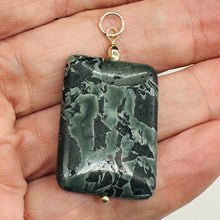 Load image into Gallery viewer, Tsunami Stone 14K Gold Filled Rectangle Pendant | 35x25x7.5mm | Green White | 1
