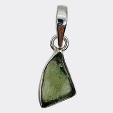 Load image into Gallery viewer, Moldavite 10.23ct Sterling Silver Triangle Pendant| 7/8&quot; Long | Green| 1 Pendant
