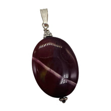 Load image into Gallery viewer, Mookaite Deep Sunset Sterling Silver Oval Pendant | 1 1/2&quot; Long | Maroon White |
